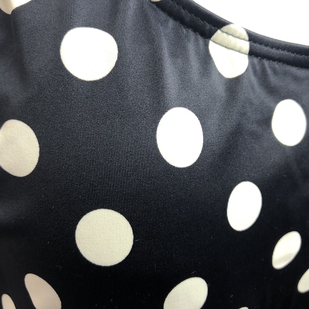 Swimsuit One Piece Women Large Black Ivory Polka Dot Pattern Padded Tank Classic - Picture 6 of 9